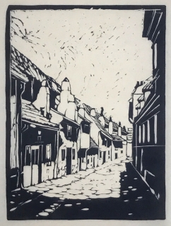 Chvojka Bohumil – Ulice, původní dřevoryt, ca 1920