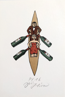 Slíva Jiří – PF 2016, Novoročenka autora, původní barevná litografie, 2015