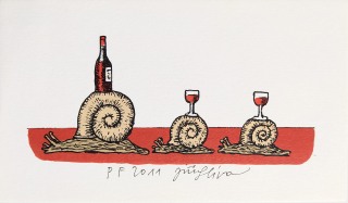 Slíva Jiří – PF 2011, Novoročenka autora, původní barevná litografie, 2010