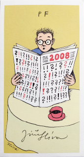 Slíva Jiří – PF 2008, Novoročenka autora, původní barevná litografie, 2007