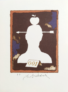Suchánek Vladimír – PF 2001, Novoročenka autora, barevná litografie, 2000