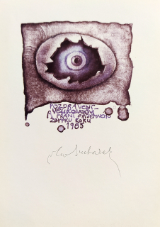 Suchánek Vladimír – Pozdravení Velikonoční, barevná litografie, 1985