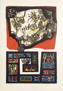 Liesler Josef – Bez názvu, původní barevná litografie, č. 45/200, 1967