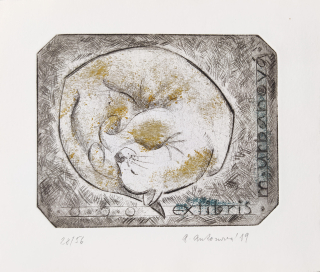 Antonová Alena – Ex libris M. Urbanová, barevná suchá jehla, č. 28/56, 2019