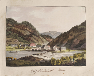 Nemanice Stará Huť – Fr. K. Wolf, staře kolorovaný lept, 1801–1807