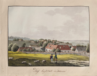 Vlásenice – Fr. K. Wolf, staře kolorovaný lept, 1801–1807