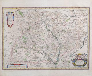 Morava – Komenského mapa Moravy, Henricus Hondius, staře kolorovaný původní mědiryt, 1. vydání, 1633