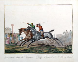 Carrée Antoine – Quatriéme Suite de Chevaux, N°41, staře kolorovaná akvatinta, 1800