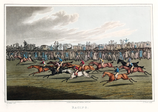 Alken Henry Thomas – I. Clark, Racing, staře kolorovaný původní lept, 1820