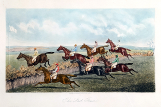 Hunt & Son – The Last Fence, staře kolorovaný původní lept, Londýn, 1877