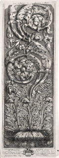 Philippon Adam – Dekorativní panel, ornament s akantovými listy, květinami a plody, lept, 1645