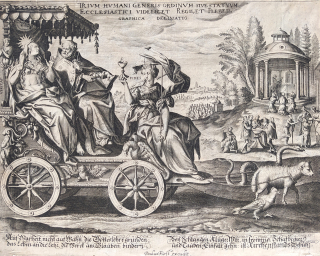 Fentzel, Gregorius – Alegorické znázornění tří lidských řádů, původní mědiryt, ca 1640–1660