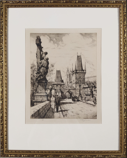Šimon Tavík František – Sousoší Sv. Luitgardy na Karlově mostě, původní lept, 1935