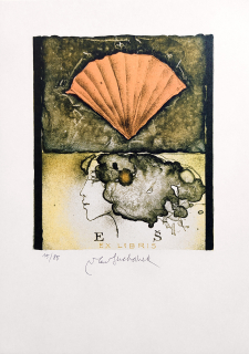 Suchánek Vladimír – Ex libris E. Š., původní barevná litografie, č. 15/85, nedatováno