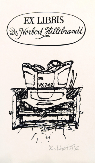 Lhoták Kamil – Ex libris Norbert Hillebrandt, serigrafie, nedatováno