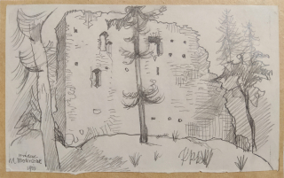 Konůpek Jan – Hrádek (Oltářík), kresba tužkou, 1913
