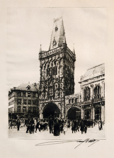 Vaic Josef – Praha, Prašná brána, původní lept, 1927
