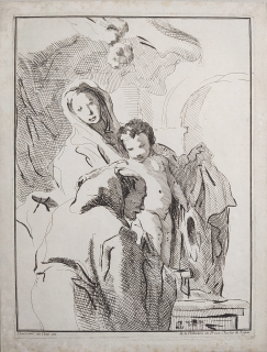 Ligne, Charles Joseph Emmanuel – Madona, předloha Guercino da Cento, lept, ca 1786