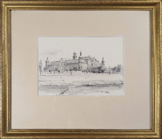 Vik Karel – Klášter Hradisko Kroměříž, lavírovaná kresba tuší, 1943