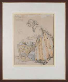 Fischerová-Kvěchová Marie – Martinka z Chodska, akvarelem kolorovaná kresba, 1914