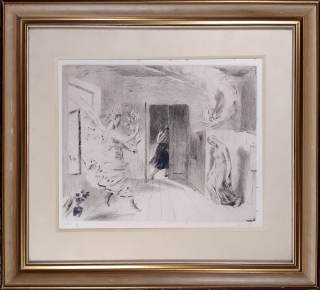 Švabinský Max – Zvěstování, původní suchá jehla, 3. stav 1/2, soupis gr. díla č. 270, 1930