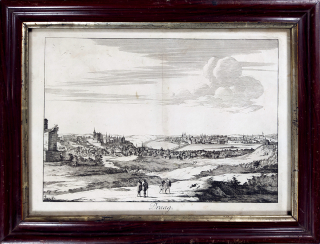 Praha – Praag, celkový pohled na Prahu z Petřína, původní lept, po 1660