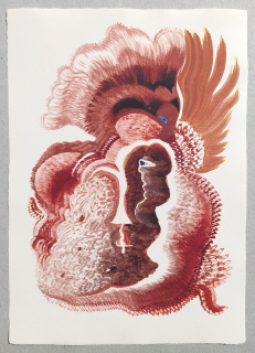 Holcová Veronika – Hnízdečko, olejomalba na ručním papíře Losín, 2024