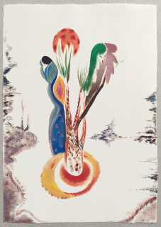 Holcová Veronika – Ztracené dětství, olejomalba na ručním papíře Losín, 2024