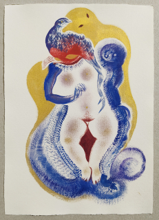 Holcová Veronika – Zlatý sen, olejomalba na ručním papíře Losín, 2024