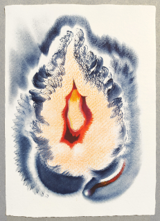 Holcová Veronika – V jeskyňce, olejomalba na ručním papíře Losín, 2024