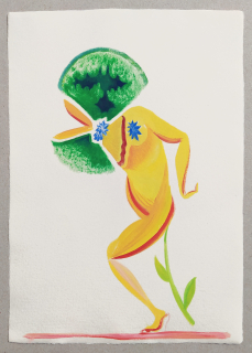 Holcová Veronika – Narcis, olejomalba na ručním papíře Losín, 2024