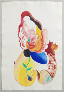 Holcová Veronika – Květ mého tajemství, olejomalba na ručním papíře Losín, 2020