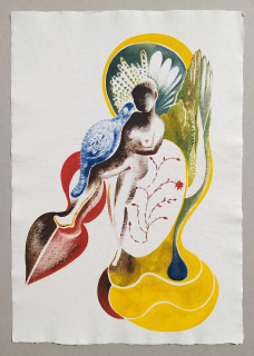 Holcová Veronika – Počkej chvilku (Just a Moment), olejomalba na ručním papíře Losín, 2019