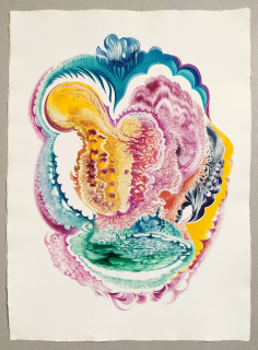 Holcová Veronika – Studánka, olejomalba na ručním papíře Losín, 2023