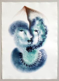 Holcová Veronika – Jarní host, olejomalba na ručním papíře Losín, 2019