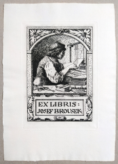 Novák Láďa – Ex libris Josef Brousek, původní lept, 1916
