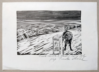 Dvořák František – PF 1993, původní linoryt, 1992