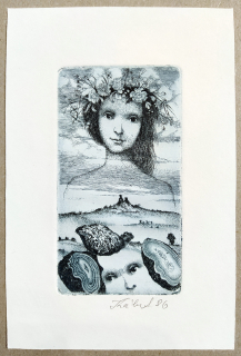 Kábrt Josef – Jaro, barevný zrnkový lept, 1986