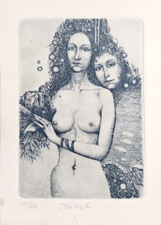 Kábrt Josef – Ex libris Ing. Sedláček, barevný zrnkový lept, číslováno 30/60, nedatováno