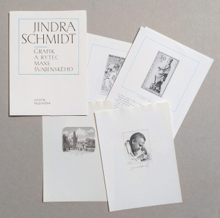 Schmidt Jindra – Jindra Schmidt grafik a rytec Maxe Švabinského, dvě ocelorytiny, 1971
