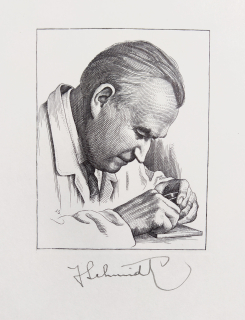 Schmidt Jindra – Autoportrét, ocelorytina, 1981