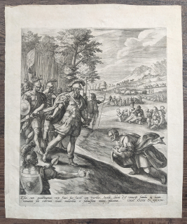 Sadeler Jan – Smíření Jákoba a Ezaua, předloha Marten de Vos, původní mědiryt, 1581