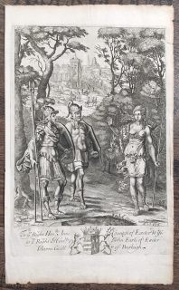 Lombart Pierre – Setkání Aenease s Dianou, předloha Francis Cleyn, původní mědiryt, 1660