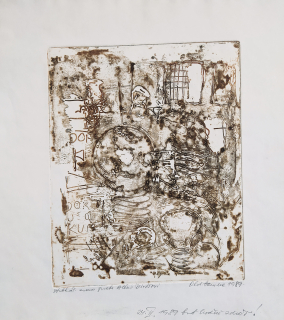 Hamera Oldřich – Pocta Alénu Divišovi, strukturální monotyp, 1989