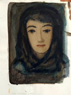 Šindelářová-Žváčková Helena – Portrét ženy, malba na papíře, ca 1940