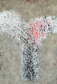 Husák Milivoj – Tělo s křídly, malba, akryl, silikát, 2025