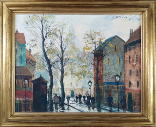 Rasmussen, Ernst / Jean Le Van – Paříž, Montmartre, původní olejomalba na plátně, 1955