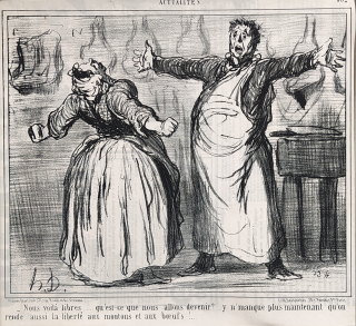 Daumier Honoré – Jsme svobodní, co s námi bude dál?, Actualités, původní litografie, 1858