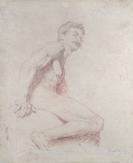 Preisler Jan – Studie muže, původní kresba rudkou, 1893