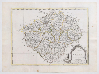 Čechy – Vincenzo Pazzini Carli, staře kolorovaný původní mědiryt, 1790